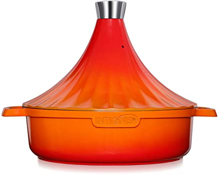 INTIGNIS® Tagine Cooking Pot | 28cm / 4.2L Aluminium | Oven Proof | Induction, Gas, Electric, Ceramic, Halogen | Chemical Free Non Stick | Traditional Moroccan Pan (Orange)