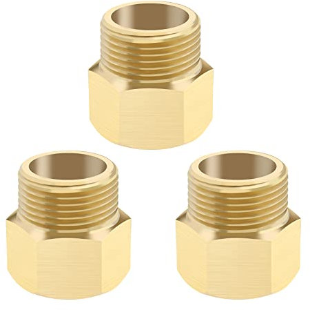 Be In Your Mind 3 Stück Hochdruckreiniger-Kupplung 1/2 Zoll BSP-Gewinde auf M22-Adapter-Finish-Anschluss Massivmessing-Anschluss Gartengeräte-Zubehör Gold