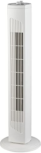Beldray EH3713 32 Inch Tower Fan - Oscillating Function, 3 Speeds, 2 Hour Timer, Standing Floor Cooler, Portable with Carry Handle, Quiet Cooling, Sturdy Base, Home/Office, White, 45W