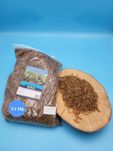 2X 1 kg Getrocknete Mehlwürmer Futterbauer – 100% Naturfutter für Wildvögel, Fische & Igel | Proteinreiches Premiumfutter ohne Zusätze | Ideal als Vogelfutter, Fischfutter & Igelfutter