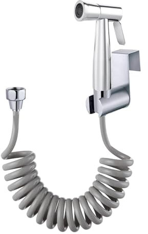 Bidet Douchette à main en acier inoxydable, douche musulmane en acier inoxydable, kit de pulvérisation de couche en tissu pour bébé avec tuyau à ressort, support mural