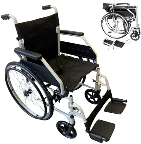 U-Go Essential Lightweight Folding Self Propelled Wheelchair with Lift Up Arms, Wheel Chairs for Adults, Portable Compact Travel Wheelchairs for People, Stylish Mobility Aid with Seat Width (18)
