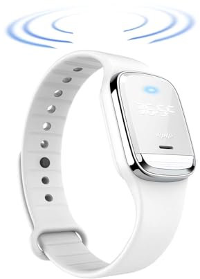 Feloyal Mückenschutz-Armbänder, Körpertemperaturanzeige und Mückenschutz, Wiederaufladbar, Wasserdicht, Ultraschall-Armbanduhr für Erwachsene und Kinder, Drinnen und Draußen, Weiß ﻿