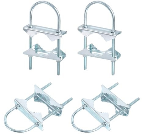 QUARKZMAN Support Croisé de Mât d'Antenne, 4 Pièces, Matériel de Montage de Pince à Boulon en U, Support à Mâchoire en V pour Antenne Extérieure, M6x52x140mm
