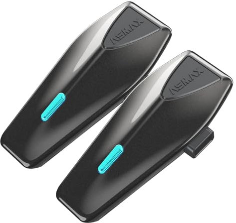 ASMAX S1 Helmet Bluetooth Headset with Smart Voice Control, Mesh Motorcycle Intercom, Noise Cancellation/Waterproof/FOTA Update, 8 Riders FM Radio Intercom Fit for Snowmobile/ATV, 2 Pack