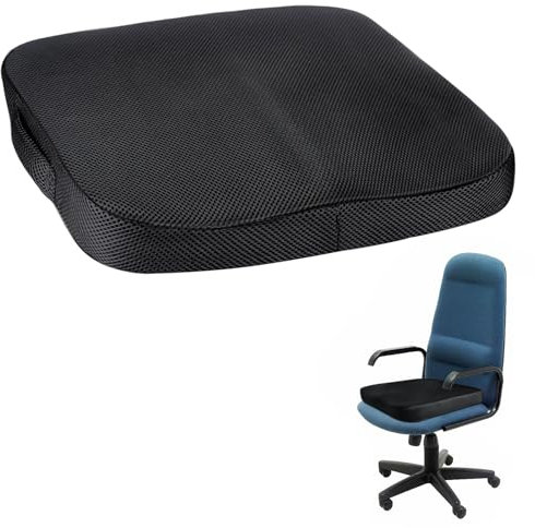 FSWWSF Sitzkissen Orthopädisches sitzkissen Tragbares Sitzkissen für Büro rutschfeste Unterseite mit Tragegriff für Büro, Zuhause und Auto (Schwarz)