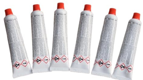 6 Stück BPO Universal-Härter a 50g=300g f. 2K-Spachtel u.ä, herstellerübergreifend nutzbar, Härter Paste a 50g=300g rot (kurze Verarbeitungszeit 4 Min.)