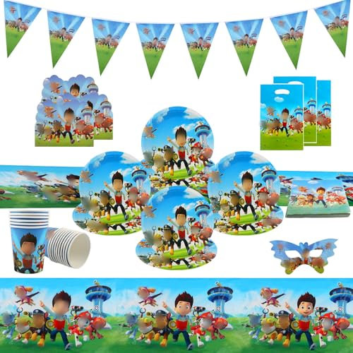 Dog Birthday Party decorations, 72Pcs Dog Party Tableware Set, Dog Supplies Set, Reusable Birthday Party Paper Plates Cups Napkins and Tablecloth Sets Kids Dog Decorations for 10 Guests