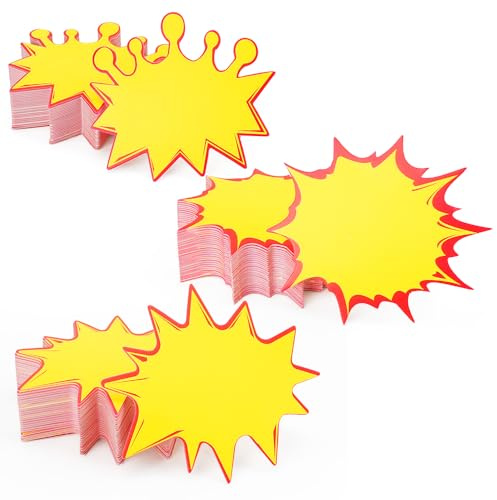 HMIEPRS 300 Pezzi Cartelli per Prezzi Fluorescenti, Vendita al Dettaglio Etichette Vuote, Segno in Carta Prezzo Cartellino per Negozi di Alimentari Supermercati (11 x 10 cm)