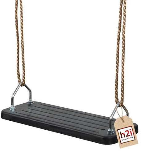 h2i Schaukel aus Gummi für Kinder und Kleinkinder | Wetterfester Schaukelsitz Indoor & Outdoor | Höhenverstellbare Seile | Outdoor-Spielzeug für Jungen & Mädchen | schwarz