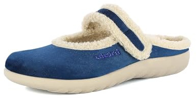 inblu Ballerine Donna con Calda Ecopelliccia, Suola Leggera e Fibbia Regolabile, Pantofole, Blu, 38 EU