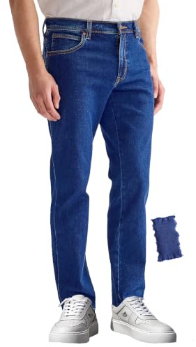 Mastino Pantalone Uomo, 5 Tasche, Vita Alta, Gamba Dritta, Denim Elasticizzato, Regular Fit, 4 Stagioni (IT, Numero, 46, Regular, Regular, Denim Medio)