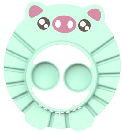Milisten 2pcs Adjustable Buckle Boy Girl Shower Cartoon Pig Ear Muffler Bathing Hat for Shampoo Light for Boy Girl Bathing Scenario
