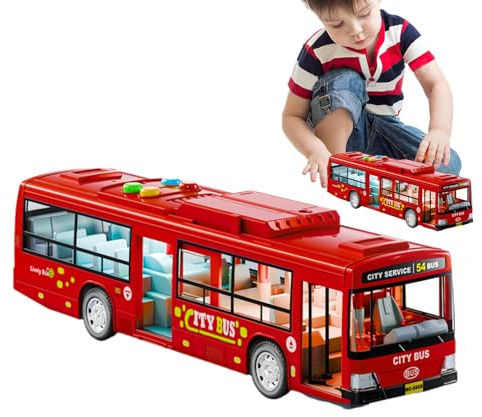 Generisk elektrisk stadsbuss leksak, buss rollspel, elektrisk pedagogisk byst, barn lekbilar öppna dörrar, rolig interaktiv, leksaksbuss för och flickor