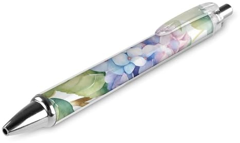 RTFGHJS Hydrangea Watercolor Ballpoint Pens Retractable Ball Point Pens Smooth 0.5mm Medium Writing Pen Black Ink Pen for Men Women 1 PCS