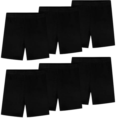 ADUDVLO Girls Cycling Shorts Pack of 6, Solid Color Stretchy Kids Dance Sports Safety Shorts for Girls 4–10 Years, Breathable Summer Short Leggings (UK, Age, 7 Years, 8 Years, Regular, Black)