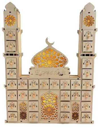 Calendrier De L'avent ramadan1 2026 En Bois Avec Tiroirs, Calendrier Du Compte À Rebours Du ramadan1 30 Jours, Décorations De Château De L'islams Musulman Pour Fournitures De Fête De L'Aïd