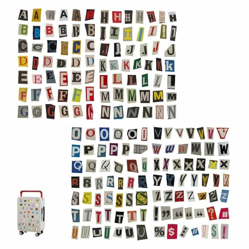 181 Pezzi Lettere Adesive, Adesivi Vintage a Forma di Lettera, Fai da te Adesivi Lettere Alfabeto in Vinile per Scrapbooking Incollare Diari, Valigie, Album Fotografici