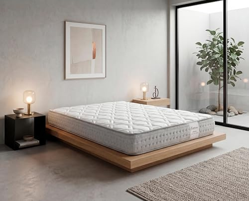 Koen Home Colchón de muelles ensacados 105x190 cm Mattina - Altura +/- 20 cm - Firmeza Media/Alta - Tecnología híbrida con Espuma viscoelástica de Alta Densidad - Cara Invierno/Verano
