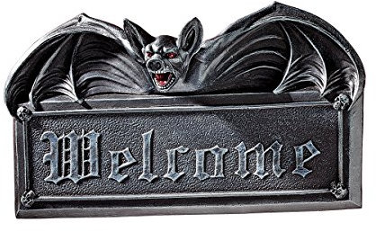 Design Toscano Welcome Sign - Vampire Bat Benvenuto Muro Scultura - Bat Figura - Bats Halloween