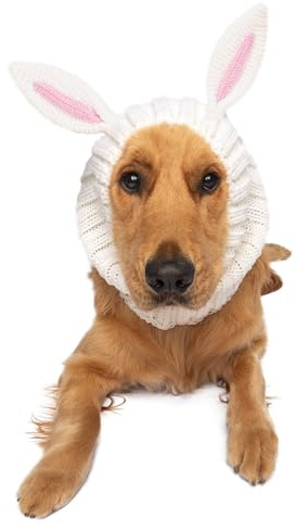 Zoo Snoods Bunny Costume - Knit Easter Dog Snood Ear Wrap for Pets, Warm Neck Cover for Halloween and Winter (Large)