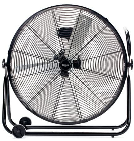 Bastilipo - Ventilador Industrial de Suelo, 140 W, Acero Inoxidable, 3 Velocidades, Negro, Huracán