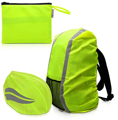 kwmobile Regenschutz Set für Helm Rucksack - Helmüberzug Regenhülle Schulranzen Helmschutz - Schutzhülle Fahrradhelm Ranzen - Unisex