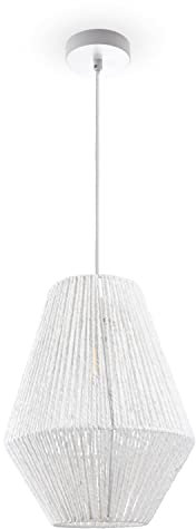 Paco Home Hängelampe Bambus Wohnzimmer Pendelleuchte Rattan Esstisch Esszimmer Lampe E27 Hängeleuchte Papier Boho, Farbe:Weiß (Ø30cm), Leuchtenart___Farbe:Pendelleuchte - Weiß