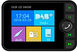 TKMARS Car Radio/DAB+ Radio Adapter 2.4 LCD Bluetooth FM Transmitter Handsfree Call Car Kit MP3 Player Music Receiver, Portable Digital Radio with USB Port/SD Card/AUX Output/DAB Antenna.