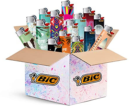 BIC Maxi Feuerzeuge 5 Stück - Top Motive - 5er Mix-Paket - BIC J26 mit Reibrad/Feuerstein-Zündung