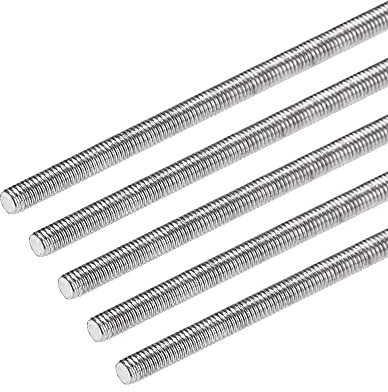 sourcing map Tige Filetée M3 x 300mm Acier Inoxydable 304, Filetage Droite 5Pcs Tiges Entièrement Fileté pour Projets de Bricolage