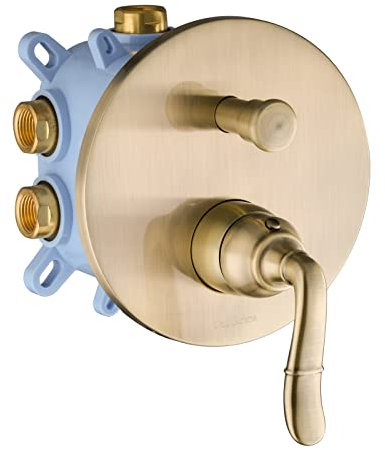 PaulGurkes bronzene Unterputzarmatur Retro 2-Wege Mischbatterie mit Einbaubox Nostalgie Duscharmatur Wannenarmatur Landhausstil bronze Montagebox massives Messing hochwertige Farboberfläche Vintage