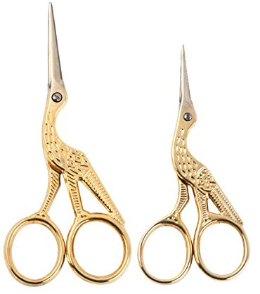 2 stücke Stickschere, Scharfe Stickschere, Vintage Schere Bunte Edelstahl, Kran Form Schere, Zum Nähen, Basteln, Basteln, Sticken(Gold)