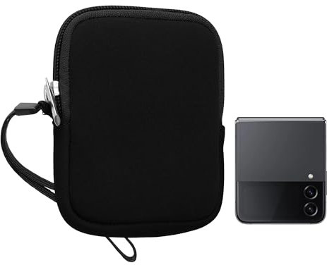 kwmobile Handytasche für Faltbare Smartphones XXS - 3/3,5 - Neopren Hülle Schwarz - XS Handy Tasche 10 x 8 x 2 cm Innenmaße - Mini Geldbörse