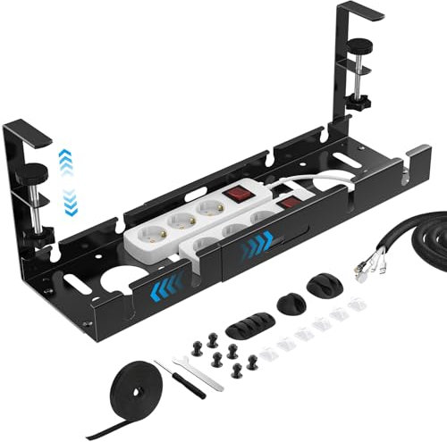 Avmvnvc Raccogli Cavi Scrivania - Porta Cavi Senza Forare - Retrattile 35-53,5 cm Cable Management - Nascondi Cavi Organizer Portacavi Sotto Scrivania per Ufficio e Casa