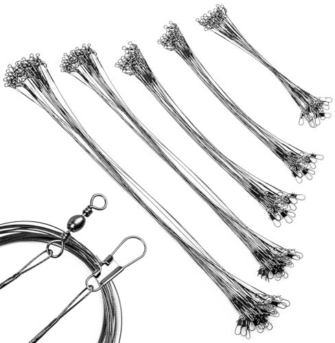 50 Stücke Stahlvorfach Hecht, Stahlvorfächer 5größen Edelstahl Vorfächer Leader, Schwarz Spinnvorfach Vorfach Zum Spinnangeln Angelvorfächer Für Salzwasser Süßwasser, Vorfach Angeln Vorfächer