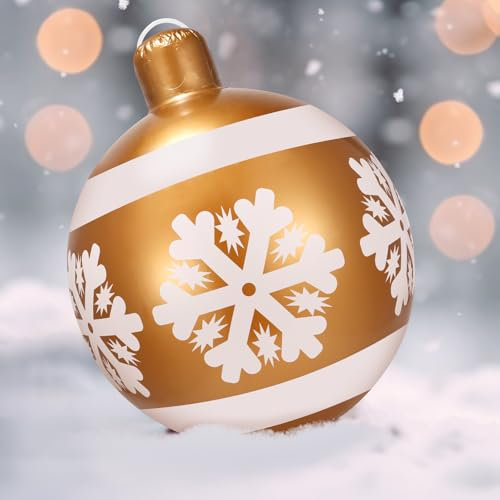 Palla Gonfiabile di Natale 66CM - Gigante per Esterno, Adatto per Decorazioni Natalizie, Casa E Giardini Esterni (Oro B)