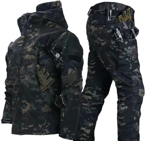 Gvqng Combinaison Tactique, Ensemble Veste Et Pantalon Tactiques pour Hommes, Ensembles De Combinaisons De Combat ImperméAbles De L'ArméE, VêTements De Camouflage Tactiques,02,S