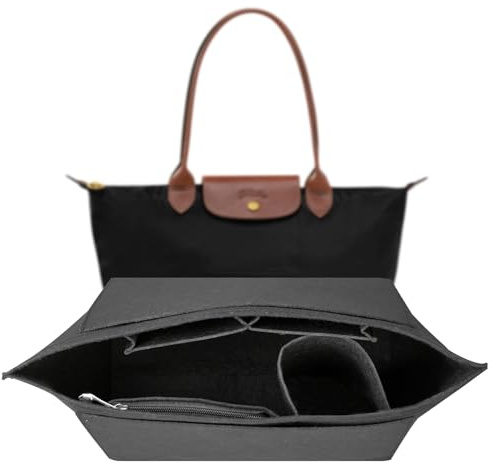 LUOJINYI Taschen Organizer für Longchamp Le Pliage, Organizer für Longchamp Tasche, Longchamp Tasche Damen Organizer, Große Kapazität Handtasche Einsatz(Schwarz, M)