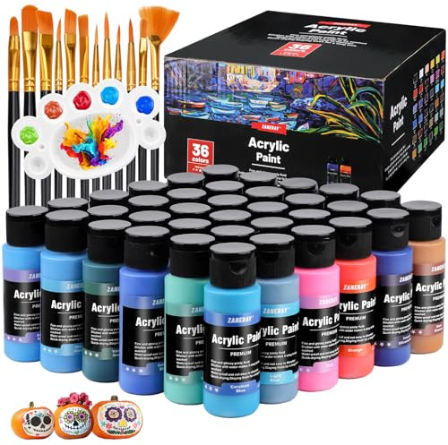 Acrylfarben Set 60ml, Wetterfeste Acrylfarbe, 36 Farben für Leinwand