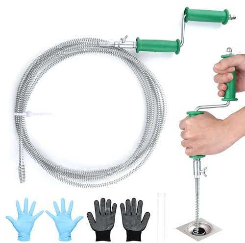 Vandicka Espiral de limpieza de tuberías en espiral, 5 m, espiral universal, compatible con taladros, limpiador de tuberías, espiral para inodoro y lavabo, verde