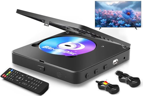Reproductor Blu Ray 1080P Reproductor de discos Blu-ray para cine en casa, Dolby Audio/DTS, reproduce todos los DVD y Blu Ray de la región A 1, soporta memoria USB de 128 GB, con cable de conexión de