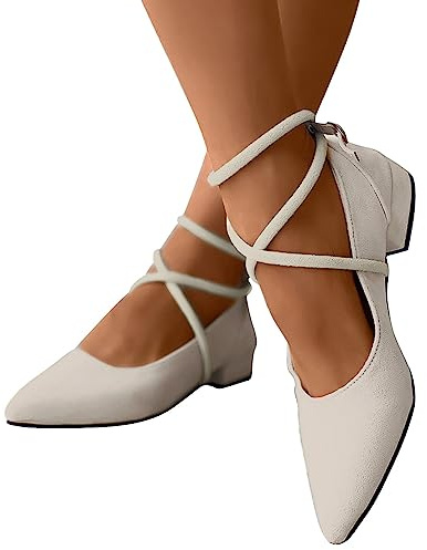 Hsternexy Dirndl - Scarpe da donna con tacco, stile tradizionale bavarese, con tacco a blocco, elegante per Dirndl, C01 bianco, 38 EU
