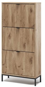 Vicco Shoe tipper Eliza, Viking Oak, 60 x 130 cm with 3 folding drawers, suitable for wall mounting for use in hallways