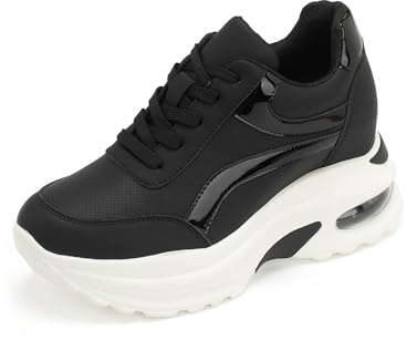 JOMIX Baskets Compensées Femme Chaussures de Respirantes Plateforme Sport Air Running Sneakers Confortable Fitness Gym Outdoor Casual Marche