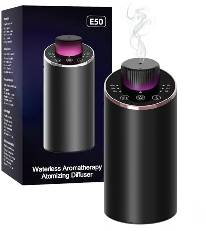Diffuseur huiles essentielles, Diffuseur sans Eau pour Chambre, Voiture, Bureau, Diffuseur huiles essentielles Voiture, 4 minuteries et 3 Niveaux de Brume