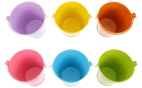 Homoyoyo Lot de 6 Mini Seaux en Fer Colorés pour Plantes Succulentes et Décorations 10X7X10 CM Multifonctions pour Bonbons Jardinage et Compositions Poignée Pratique Couleurs Intenses