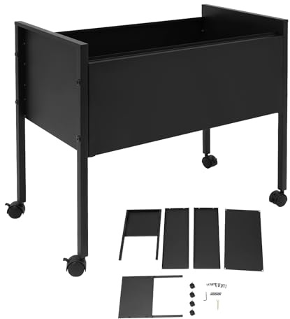 ROGONPDK Armoire de classement à roulettes avec roulettes - Chariot à dossiers suspendus moderne - 70 x 37 x 60 cm - Noir