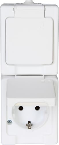Kopp 130302005 Aufputz-Feuchtraum Schutzkontaktsteckdose 2-fach mit Klappdeckel, IP44, Standard