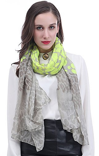 Lina & Lily Damen Schal mit Leopard Neon (Gelb Neon)